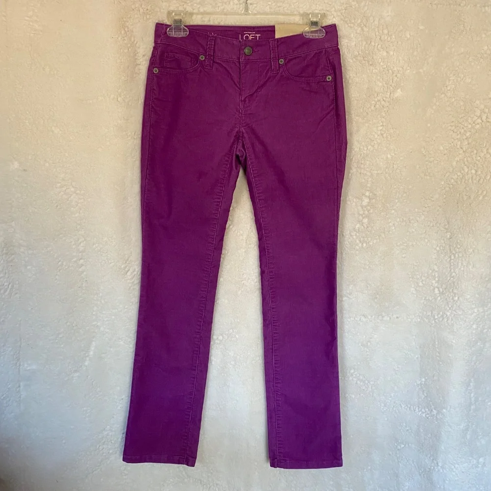 LOFT modern straight corduroy pants, magenta pink, size 24 petite - Picture 2 of 16